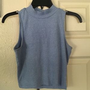 Sky Blue Mock-Neck Crop Top